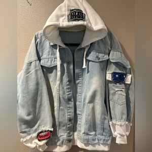 Unisex Jean hooded jacket with patches